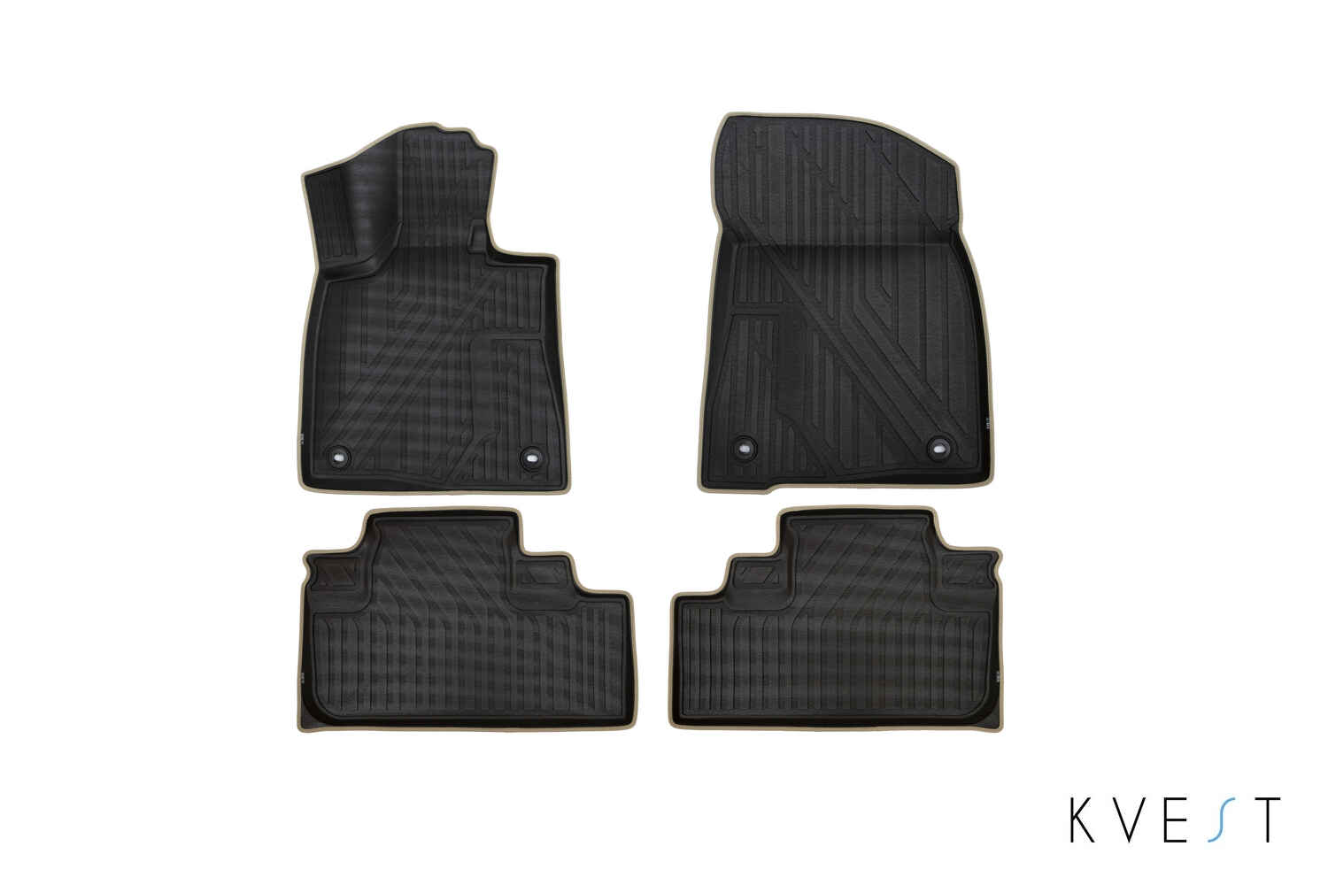 Коврики KVEST 3D в салон подходят для LEXUS RX (IV, IVr), 2015-2019, 2019-, 4 шт. (полиуретан, черный, бежевый) в коробе / Лексус РХ
