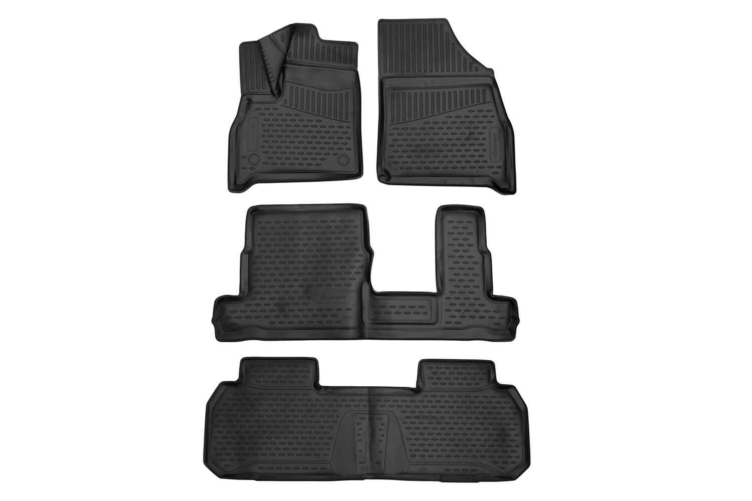 Ковры в салон 3D для CHEVROLET Traverse, 1ый ряд bucket & bench, 2ой ряд bench seating, 2018- > 4 шт.