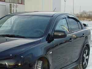 Дефлекторы боковых окон Mitsubishi Lancer, 2007-2017, SD, 4ч., темный / Митсубиси Лансер