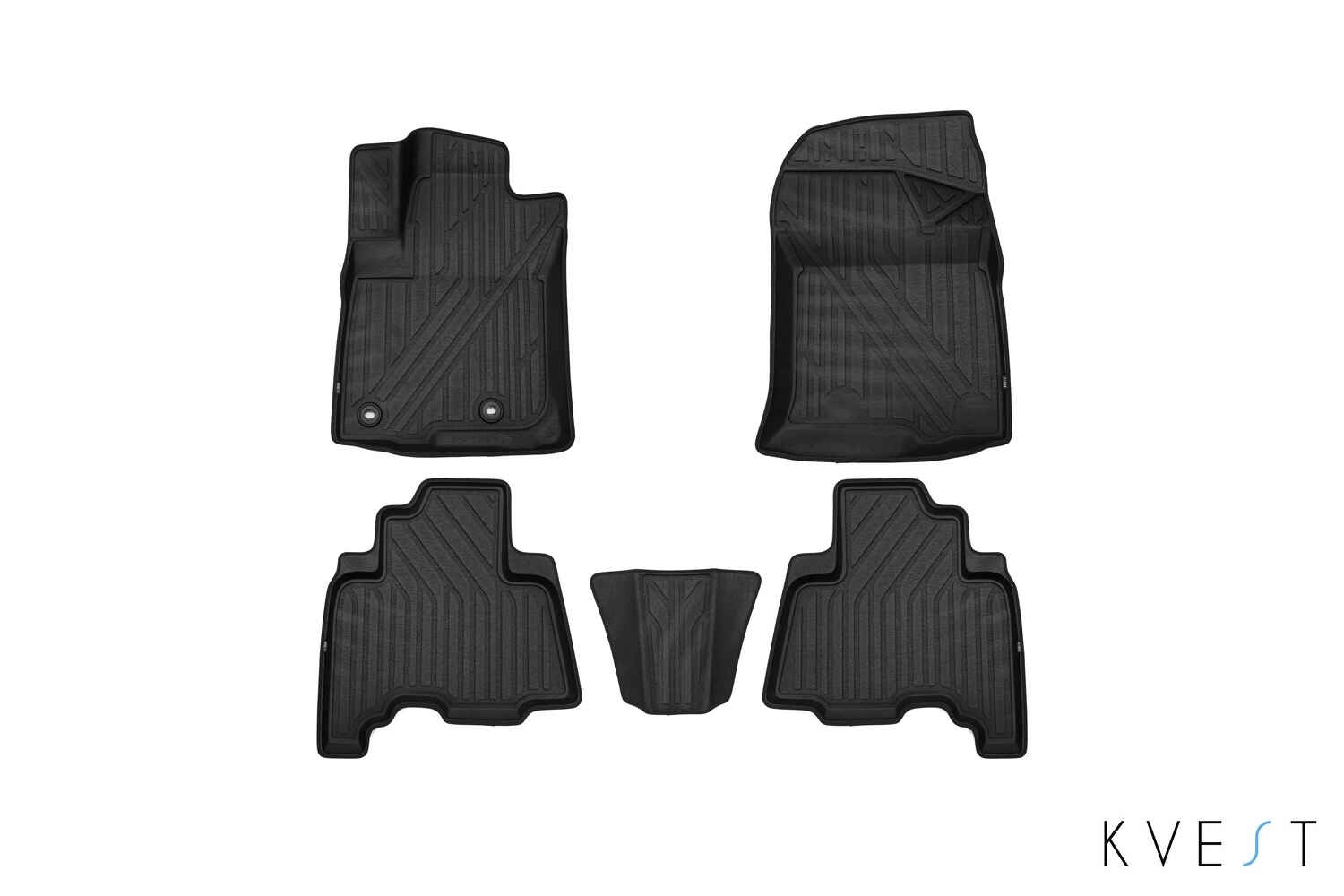 Коврики KVEST 3D в салон подходят для TOYOTA LC-150 Prado, 2013-, 5 шт. (полиуретан, черный, черный) / Тойота Ленд крузер прадо