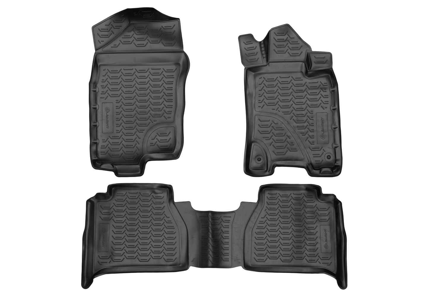 Коврики 3D в салон, подходит для NISSAN NAVARA  AT & MT, 2016->, Double cab., ПР, (ЮАР), 3 шт.