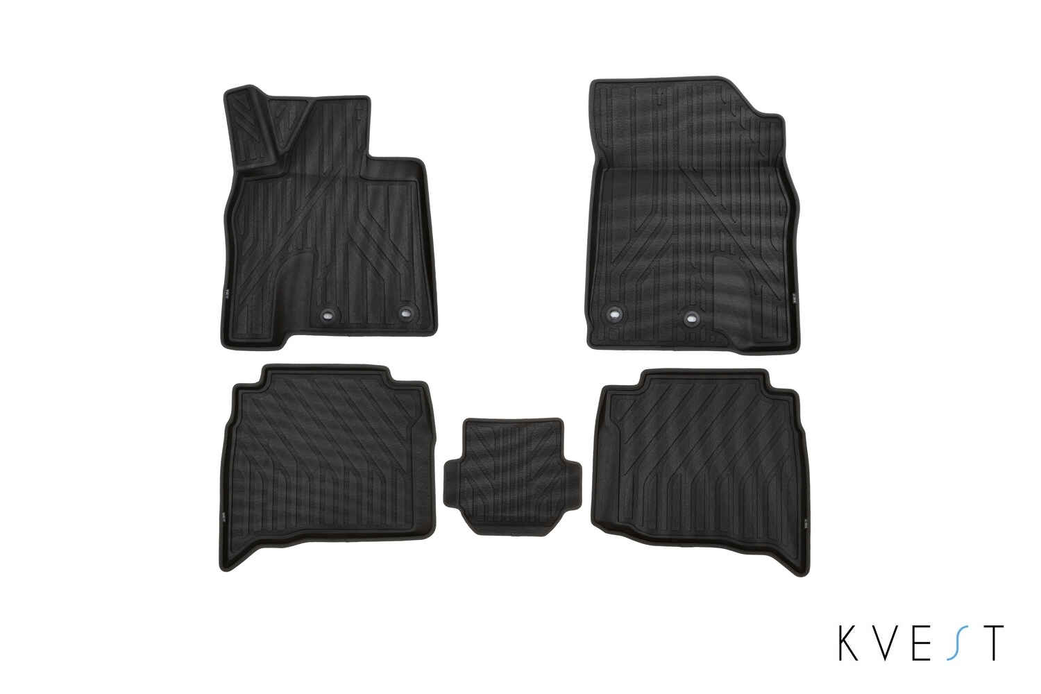 Коврики KVEST 3D в салон подходят для LEXUS LX (IIIr2), 2015-, 5 шт. (полиуретан, черный, серый) в коробе / Лексус ЛХ