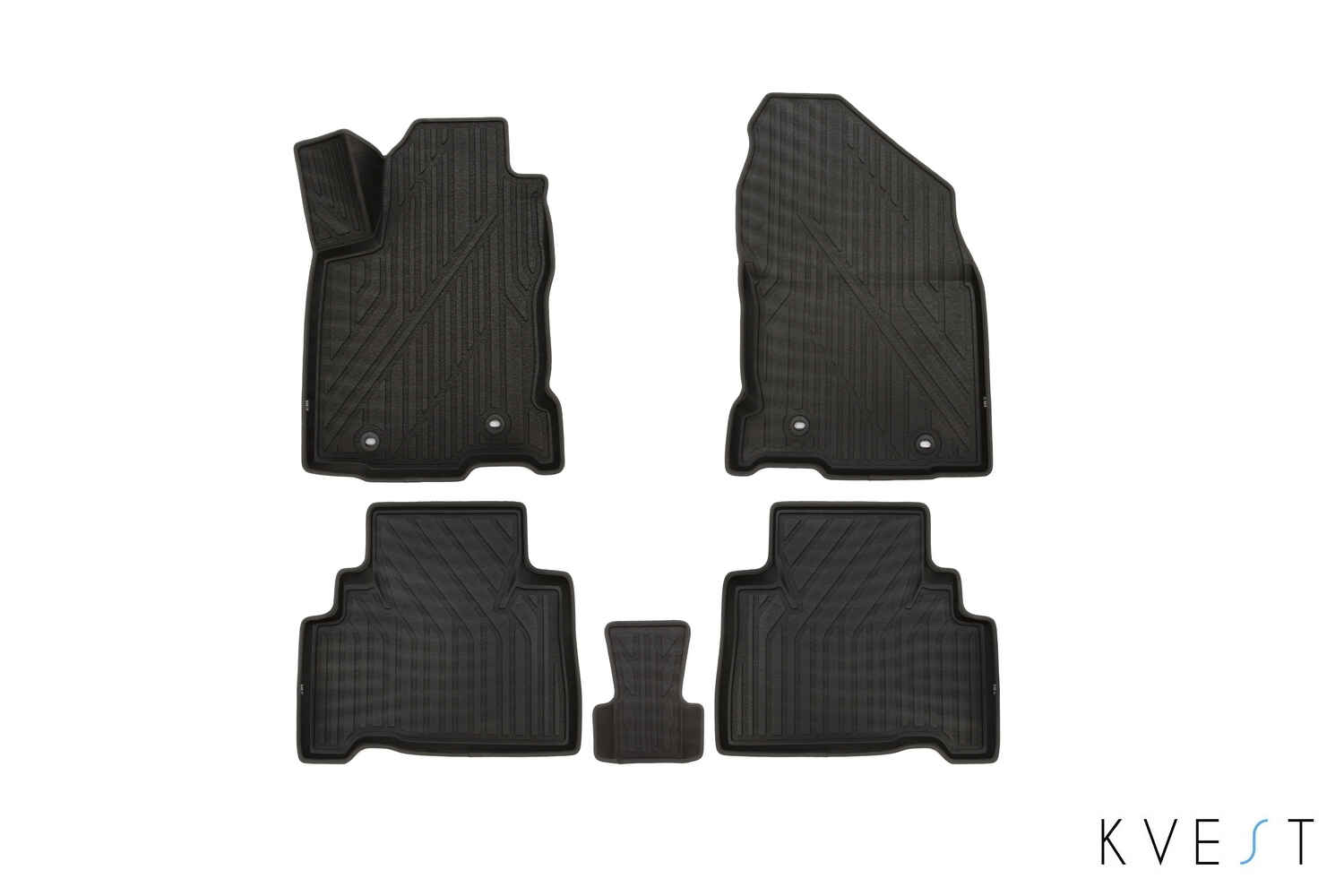 Коврики KVEST 3D в салон подходят для LEXUS NX (I, Ir), 2014-2021, 5шт. (полиуретан, черный, серый) в коробе / Лексус NХ